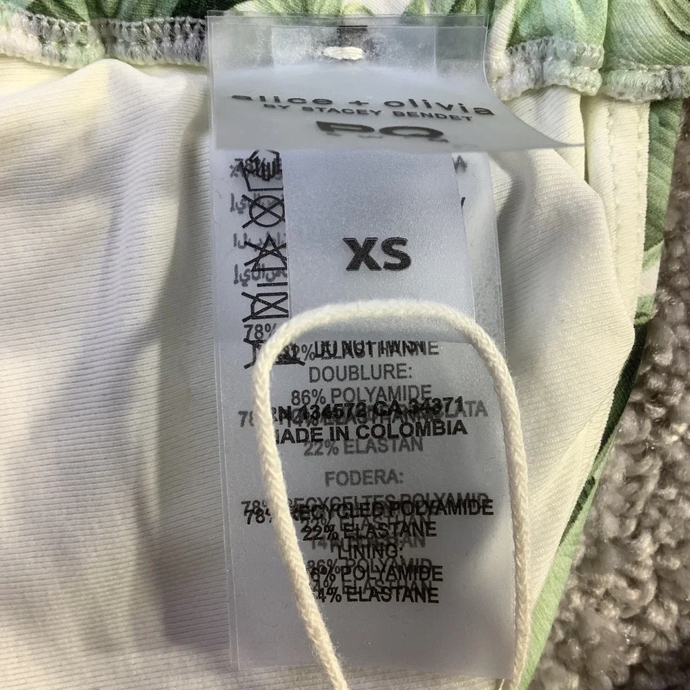 Alice + Olivia x PQ Swim Floral Palm Triangle Bikini Top Green Size XS NWT
